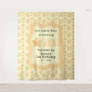 Baby Is Turning One Cute Star Birthday Backdrop Tapestry