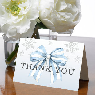 Baby It’s Cold Outside Blue Bow Thank You Card