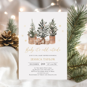 Baby It’s Cold Outside Christmas Trees Baby Shower Invitation