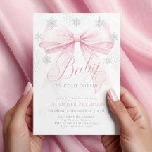 Baby It’s Cold Outside Pink Bow Winter Baby Shower