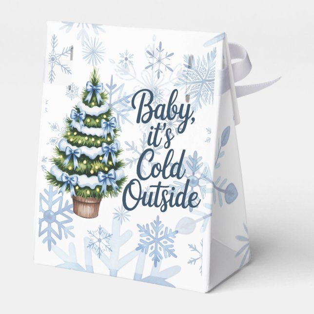Baby, It’s Cold Outside Winter Boy Baby Shower Favor Box (Back Side)