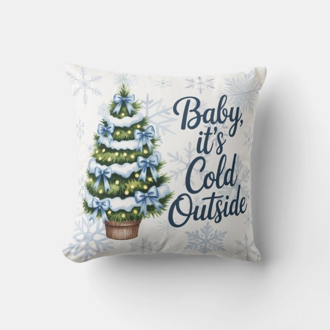 Baby, It’s Cold Outside Winter Boy Baby Shower Throw Pillow (Front)