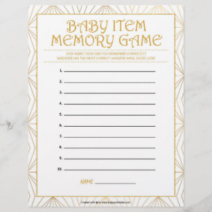 Baby Item Memory Game [Golden Lines] Letterhead