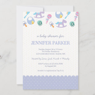 Baby Items Cute Purple Polka Dots Baby Shower Invitation