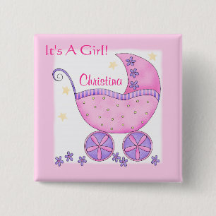 Baby "Its A Girl" Name Personalized Badge Pin