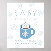 Baby It's Cold Blue Hot Chocolate Bar Sign