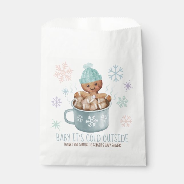 Baby It's Cold Cookie & Cocoa Boy Baby Shower  Favour Bag (Front)