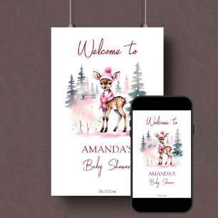 Baby it's cold girl deer baby shower welcome sign