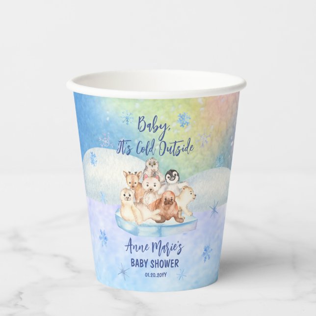 Baby It's Cold Outside Arctic Animals Baby Shower  Paper Cups (Front)