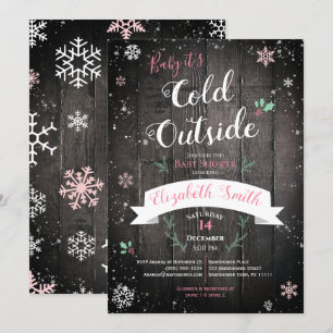 Baby it's cold outside baby girl babyshower invitation