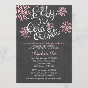 Baby It's Cold Outside Baby Girl Shower Invitation