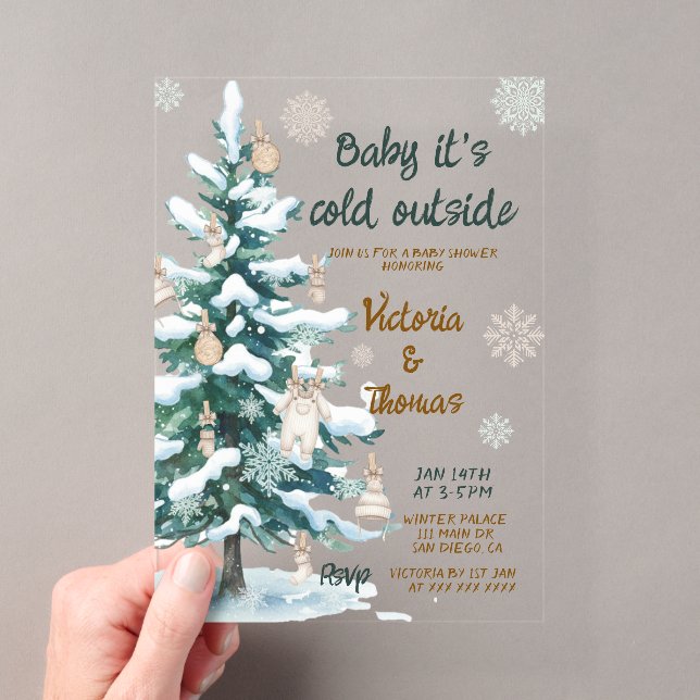 Baby It's Cold Outside Baby Shower Acrylic Invitations (Insitu (Handheld))