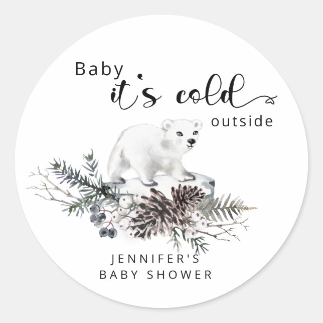 Baby its cold outside baby shower  classic round sticker (Front)
