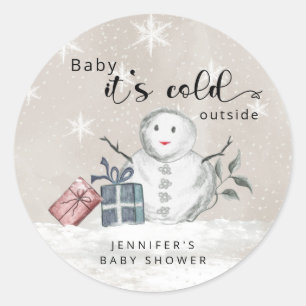 Baby its cold outside baby shower classic round sticker