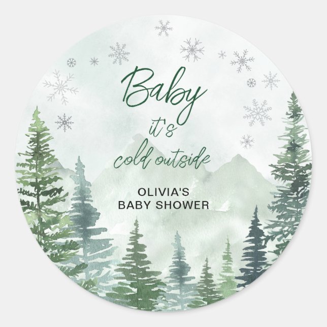 Baby it's Cold Outside Baby Shower Classic Round Sticker (Front)