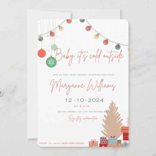 Baby it's cold outside baby shower invitation (Front)