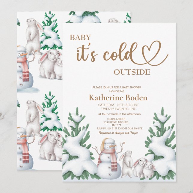 Baby it's cold outside baby shower invitation  (Front/Back)