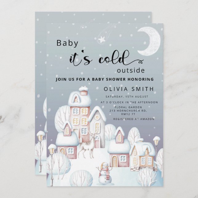 Baby it's cold outside baby shower invitation (Front/Back)