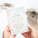 Baby It's Cold Outside | Baby Shower Invitation<br><div class="desc">Brrr! Frosty chic invitations for winter baby showers feature a background of pale grey snowflake silhouettes with "baby it's cold outside" in blue and grey lettering. Personalize with your baby boy shower details beneath using the template fields. Cards reverse to solid light blue.</div>