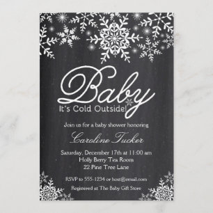 Baby It's Cold Outside Baby Shower on Chalkboard Invitation