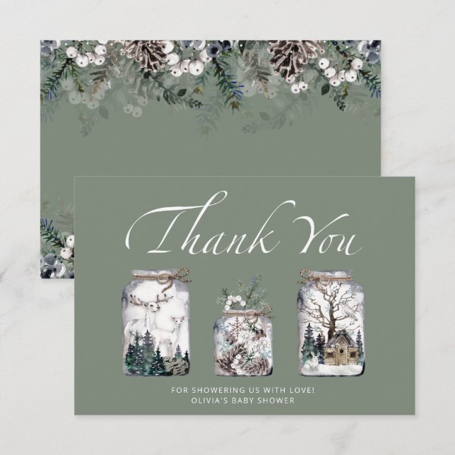 Baby its cold outside baby shower thank you card (Front/Back)