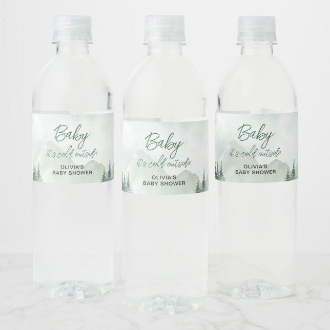 Baby it's Cold Outside Baby Shower Water Bottle Label (Bottles)