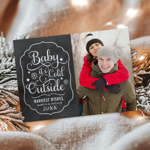Baby Its Cold Outside Black Chalkboard Photo Holiday Card