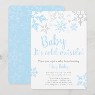 Baby It's Cold Outside Blue Boy Shower Invitation