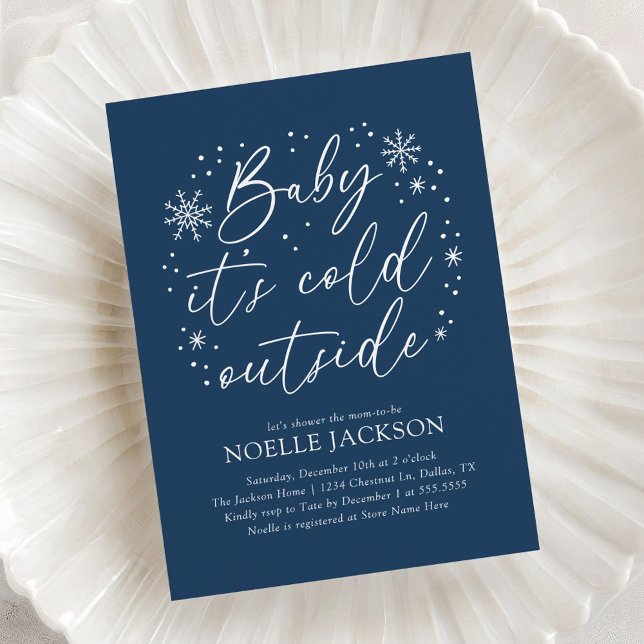 Baby it's Cold Outside Blue Snowflake Baby Shower Invitation (Creator Uploaded)