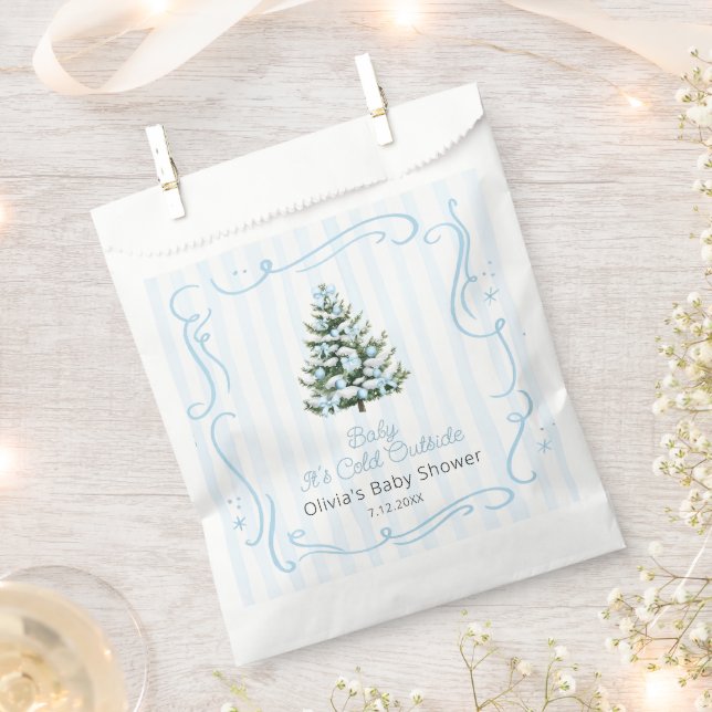 Baby It's Cold Outside Blue Winter Baby Shower Favour Bag (Clipped)