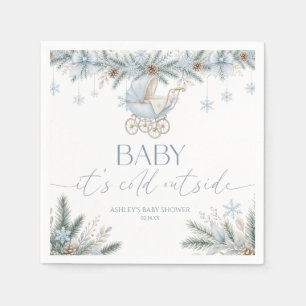 Baby It's Cold Outside Blue Winter Baby Shower Napkin