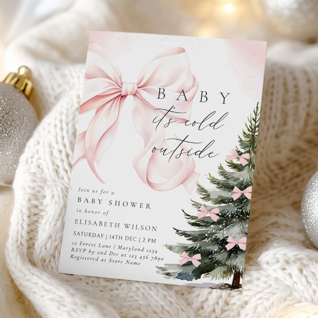 Baby It's Cold Outside Bow Baby Shower Invitation (Creator Uploaded)