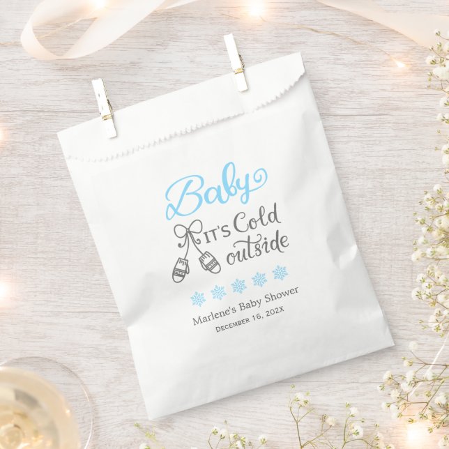 Baby Its Cold Outside Boy Baby Shower Favour Bag (Clipped)