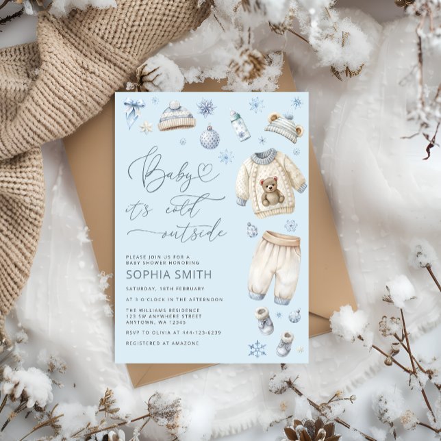 Baby it's Cold Outside Boy Baby Shower Invitation (Creator Uploaded)