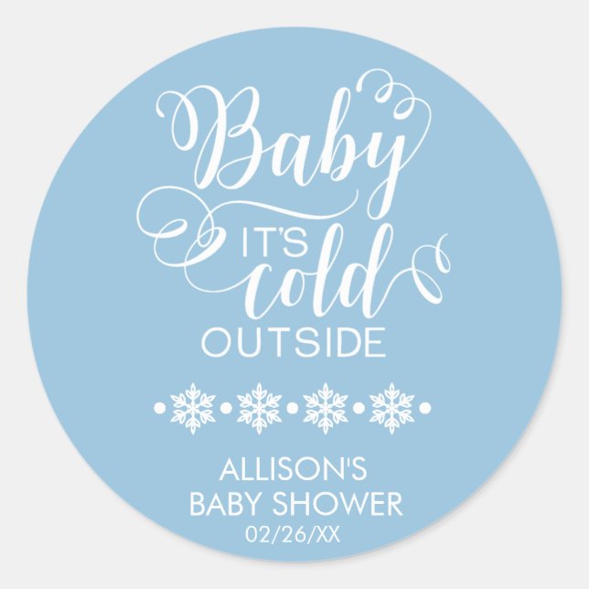 Baby It's Cold Outside Boys Baby Shower Sticker (Front)