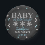 Baby It's Cold Outside Boys Winter Baby Shower Paper Plate<br><div class="desc">Celebrate in style with these trendy baby shower paper plates. The design is easy to personalize with your own wording and your family and friends will be thrilled when they see these fabulous party plates.</div>