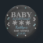 Baby It's Cold Outside Boys Winter Baby Shower Paper Plate<br><div class="desc">Celebrate in style with these trendy baby shower paper plates. The design is easy to personalize with your own wording and your family and friends will be thrilled when they see these fabulous party plates.</div>