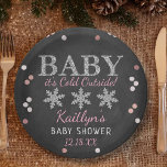 Baby It's Cold Outside Boys Winter Baby Shower Paper Plate<br><div class="desc">Celebrate in style with these trendy baby shower paper plates. The design is easy to personalize with your own wording and your family and friends will be thrilled when they see these fabulous party plates.</div>