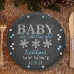 Baby It's Cold Outside Boys Winter Baby Shower Paper Plate<br><div class="desc">Celebrate in style with these trendy baby shower paper plates. The design is easy to personalize with your own wording and your family and friends will be thrilled when they see these fabulous party plates.</div>