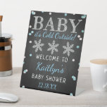 Baby It's Cold Outside Boys Winter Baby Shower Pedestal Sign<br><div class="desc">Celebrate in style with this trendy baby shower welcome sign. The design is easy to personalize with your own wording and your family and friends will be thrilled when they see this fabulous party sign. Matching party items can be found in the collection.</div>