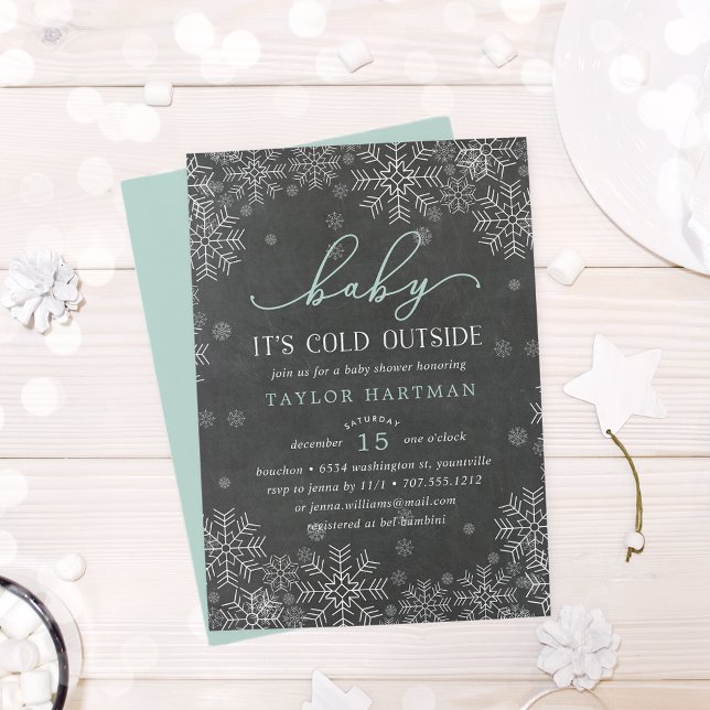 Baby It's Cold Outside Chalkboard Baby Shower Invitation (Creator Uploaded)