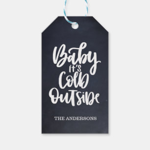 Baby It's Cold Outside    Chalkboard   Dusty blue Gift Tags