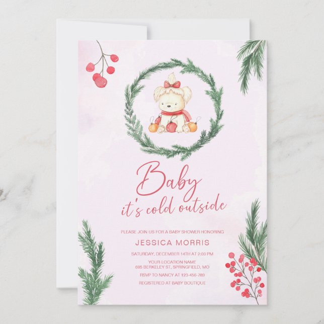 Baby it's cold outside Christmas Baby Shower Invit Invitation (Front)