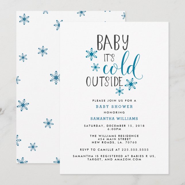 Baby It's Cold Outside Christmas Baby Shower Invitation (Front/Back)