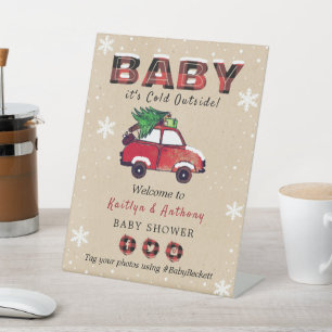 Baby It's Cold Outside Christmas Baby Shower Pedestal Sign