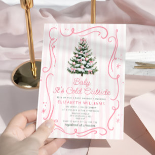 Baby it's Cold Outside Christmas Girl Baby Shower Invitation