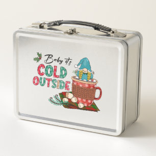 Baby It's Cold Outside Christmas Gnome Metal Lunch Box