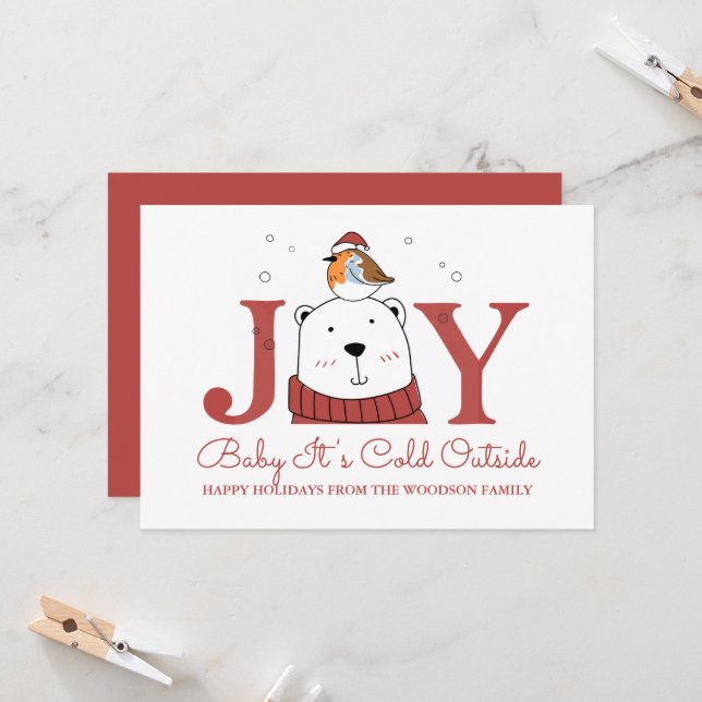 Baby It's Cold Outside Christmas Greeting Card (Front/Back In Situ)