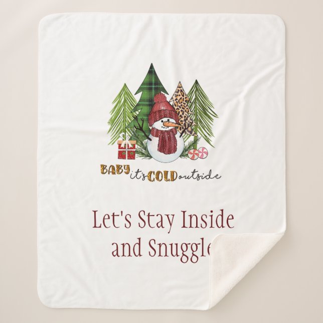 Baby It's Cold Outside Christmas Personalized  Sherpa Blanket (Front)