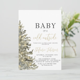 Baby it's Cold Outside Christmas tree Baby Shower Invitation